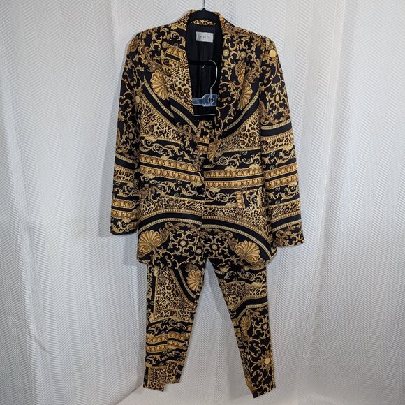 ViColo Italian 2 piece suit Baroque Leopard Print Blazer and Pants Size Small - Picture 1 of 14